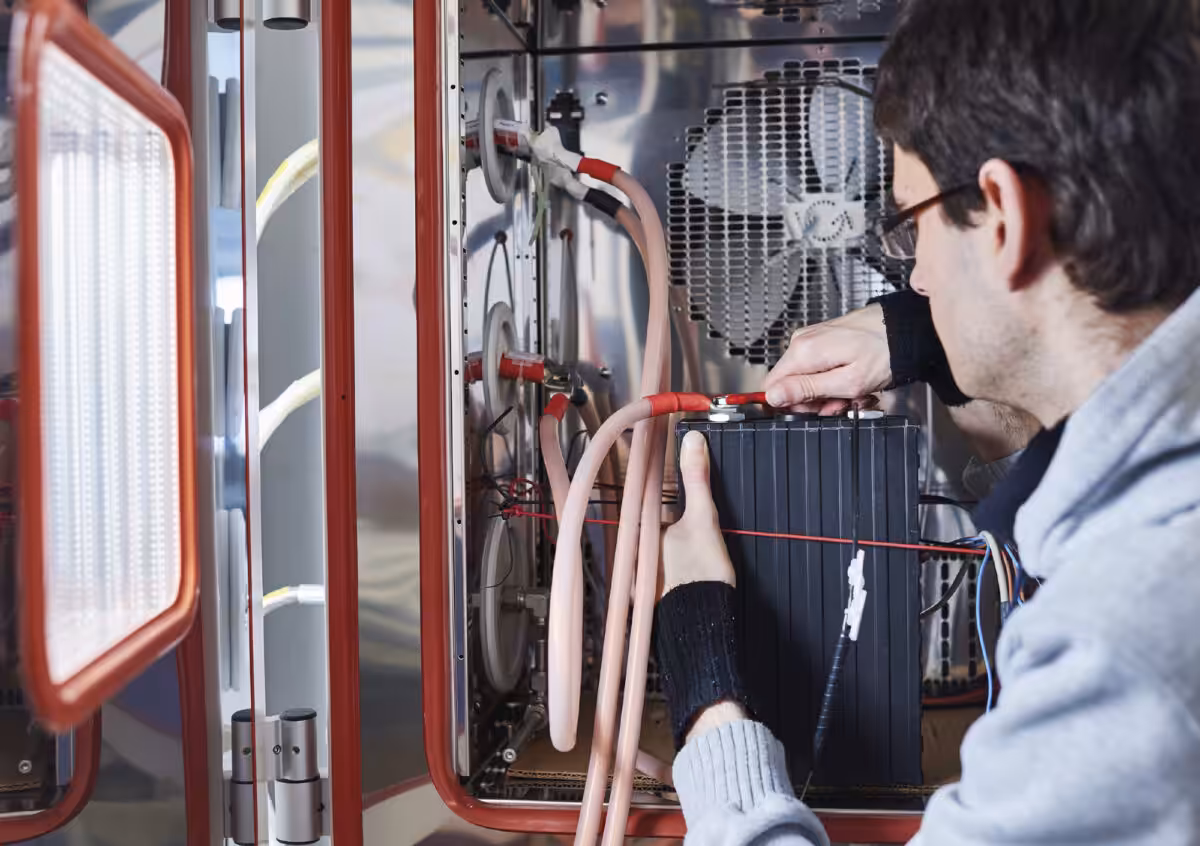 The applications are tested in the battery laboratory.