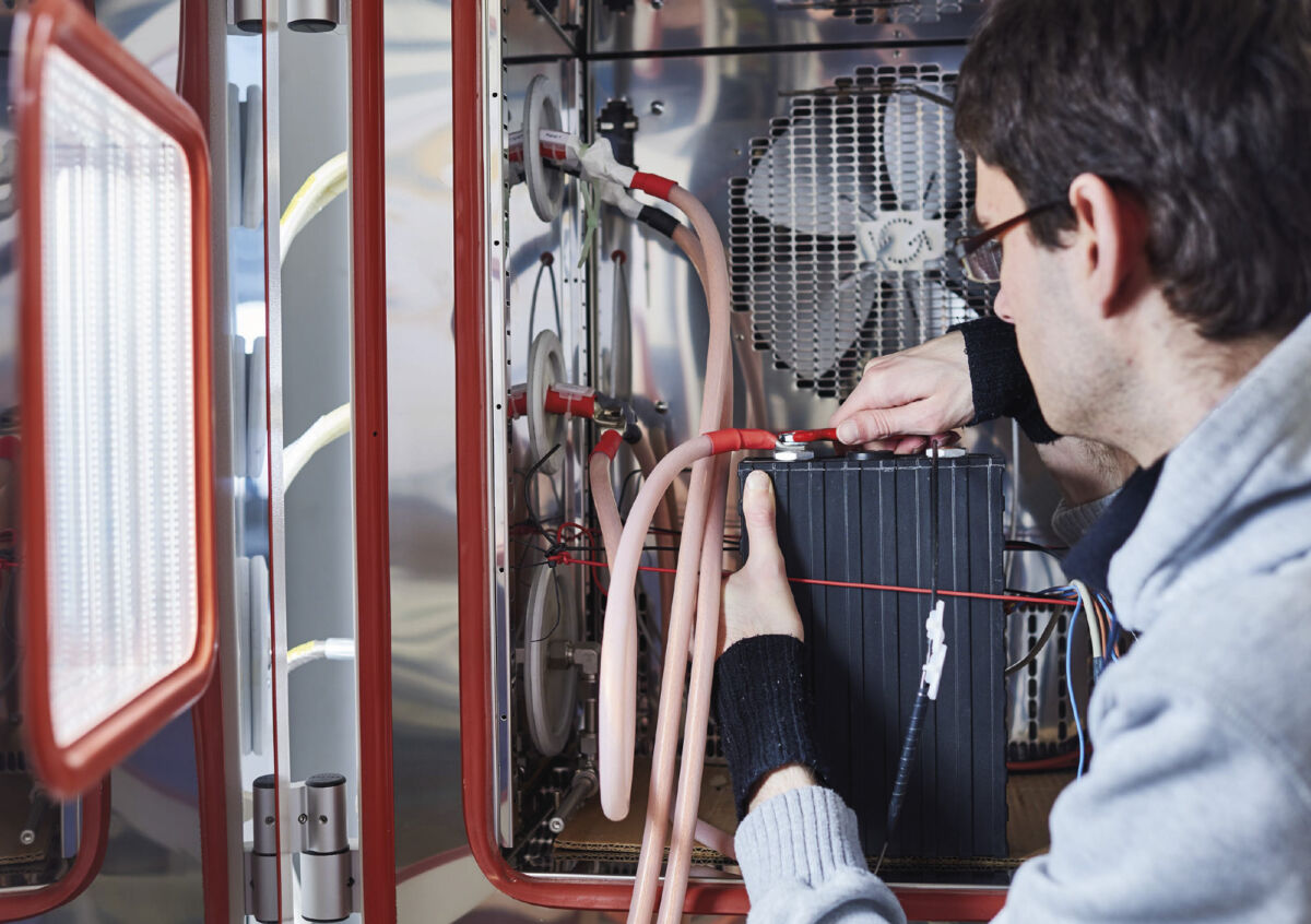 The applications are tested in the battery laboratory.